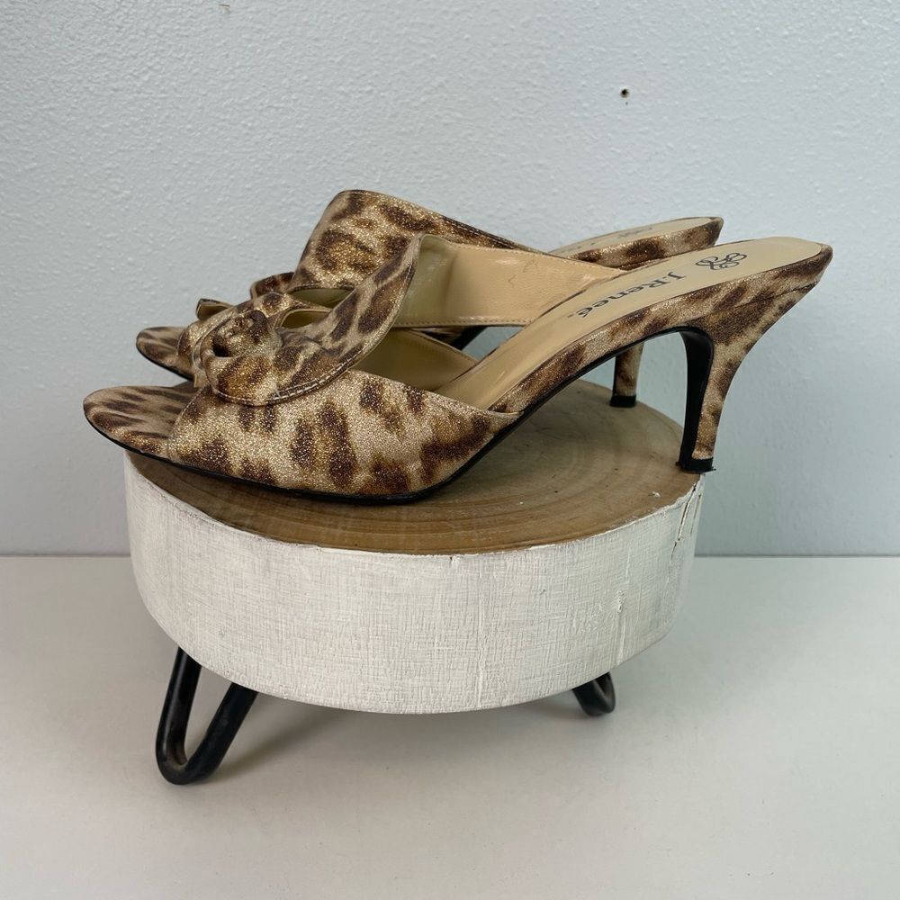 J. Renee Joslin Brown Tan Animal Print Leather Heels Size 8M EUC